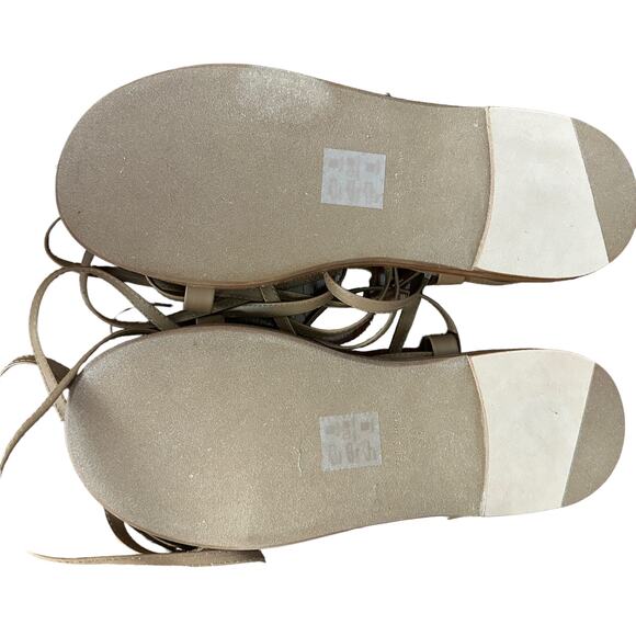 Rag & Bone Gladiator Sandal SIZE 6.5 Tan Festival Gold Ankle Wrap Laces $375 NEW - Picture 6 of 11